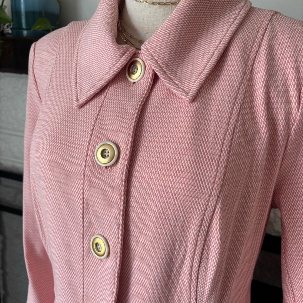 CAbi Peach Pink Peacoat with Gold Buttons